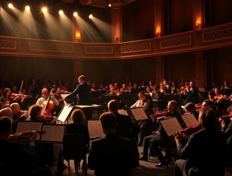 Symphony orchestra performing on stage